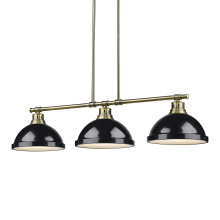 Golden 3602-3LP AB-BK - Yep by Golden Lighting Duncan 3-light Island Light in Aged Brass and Black shade